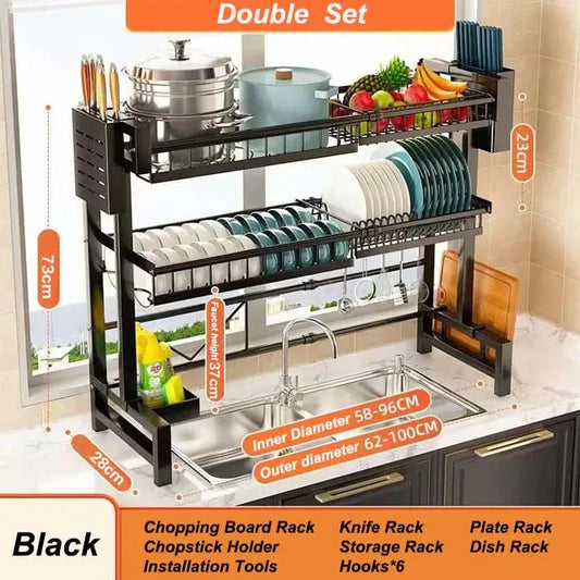 HL9084 Retractable kitchen sink rack (Double layer) - Premium Kitchenware from EDLE - Just $168! Shop now at EDLE SHOPPING