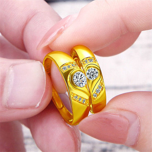 EJ6191 Couple Gold Heart Ring (24K) - EDLE SDN. BHD.