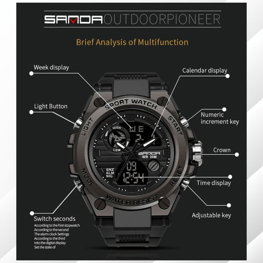 ES3010 SANDA Dual Display eletronic watch - EDLE SDN. BHD.