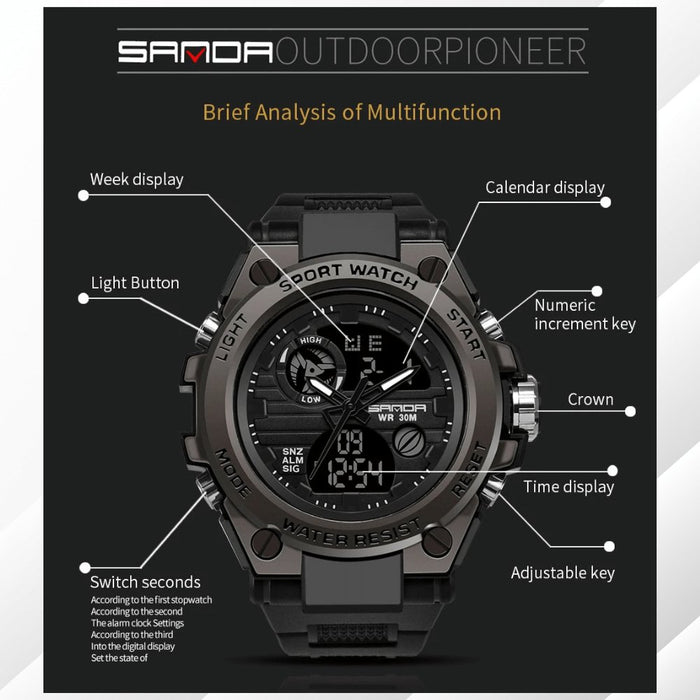 ES3010 SANDA Dual Display eletronic watch - EDLE SDN. BHD.