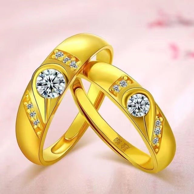 EJ6191 Couple Gold Heart Ring (24K) - EDLE SDN. BHD.