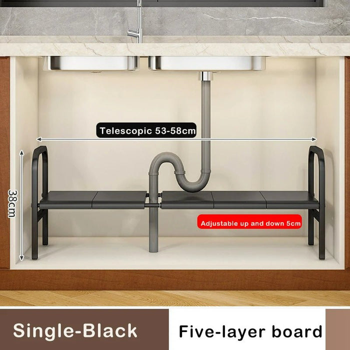 HL9025 Telescopic storage rack under kitchen sink (Single layer 5 boards) - EDLE SDN. BHD.